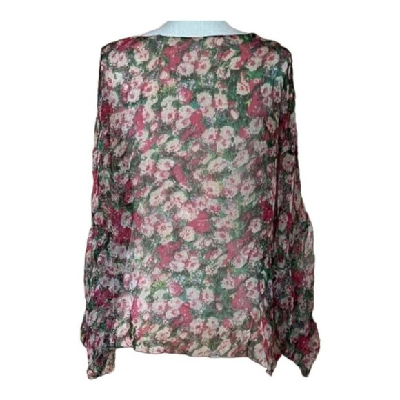 Sundance Floral 100% Silk Tiered Oversized Flowy Breezy Semi Sheer Top/Blouse XS - Picture 3 of 16